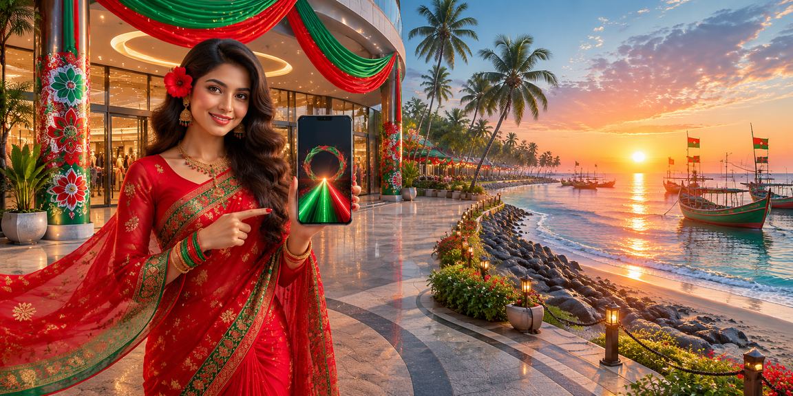 সেন্ট মার্টিন দ্বীপে মোবাইলে ডিপোজিট করছেন একজন নারী